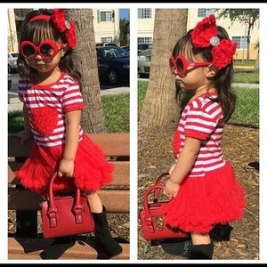 Girl Red and white tutu dress